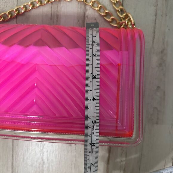 Hot Pink Jelly Purse Chain Strap Barbiecore Party Y2K Fun Boutique Bag NEW - Picture 8 of 9